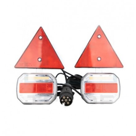 Lampa spate LED cu magnet  cu triunghi cablu mufa 7 pini  semnalizare dinamica set 